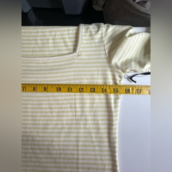 NWT Halogen Women’s Striped Print Square Neck Top Yellow & White Sz XS - Picture 9 of 12